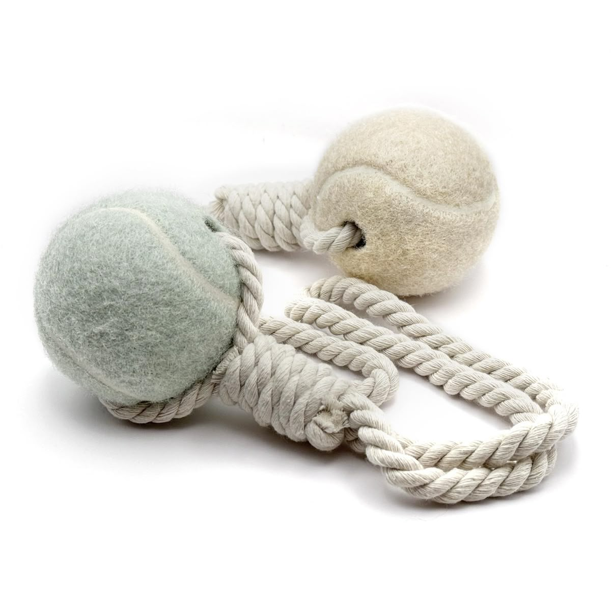 Eco-Friendly Cotton Rope & Tennis Ball Tug Toy - Minimalist Dog Chew
