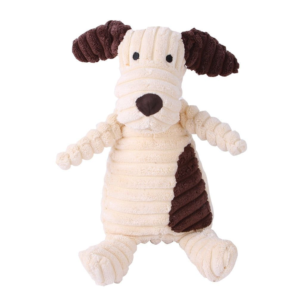Cozy Corduroy Plush Dog Toy - Soft Squeaky Puppy Snuggle Toy